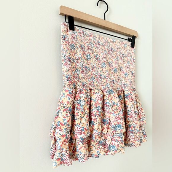 Nation LTD Mitzy Smocked Cotton Mini Ruffle Skirt in Flower Power Floral -  S - Picture 4 of 7
